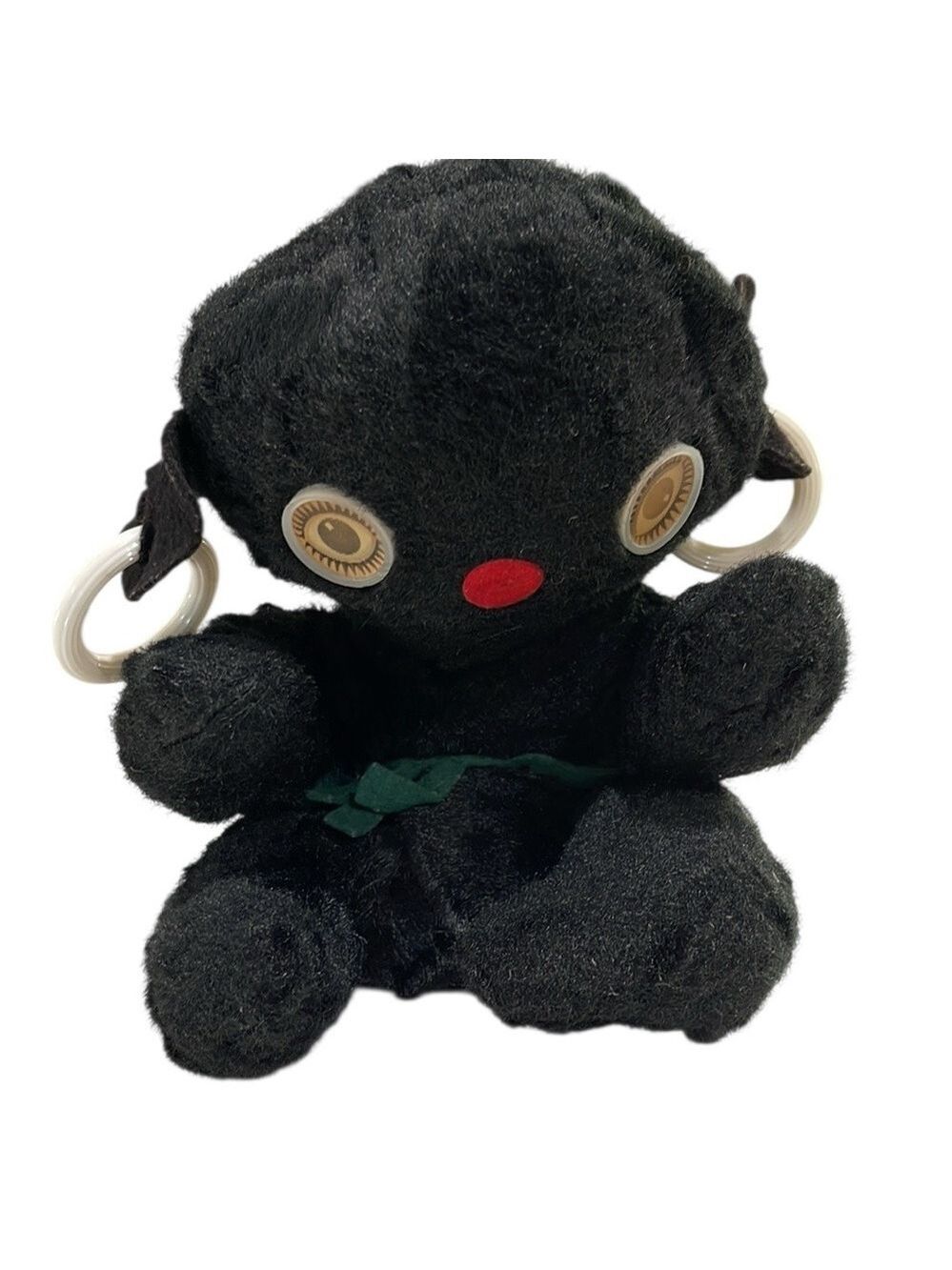 Vintage Dako-Chan Plush Stuffed Winky Blinky Doll Holographic Eyes Bantam Black